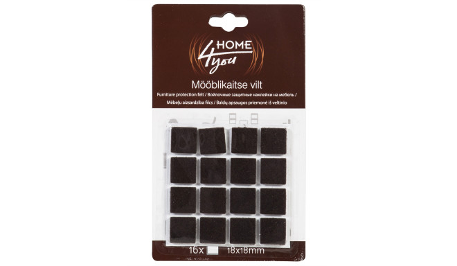 Furniture protective felt pads 18x18mm, 16pcs, black