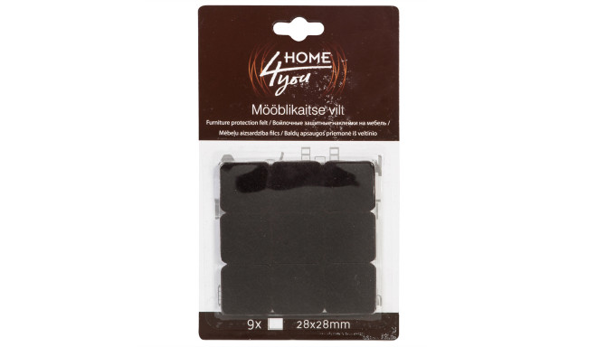 Furniture protective felt pads 28x28mm, 9pcs, black