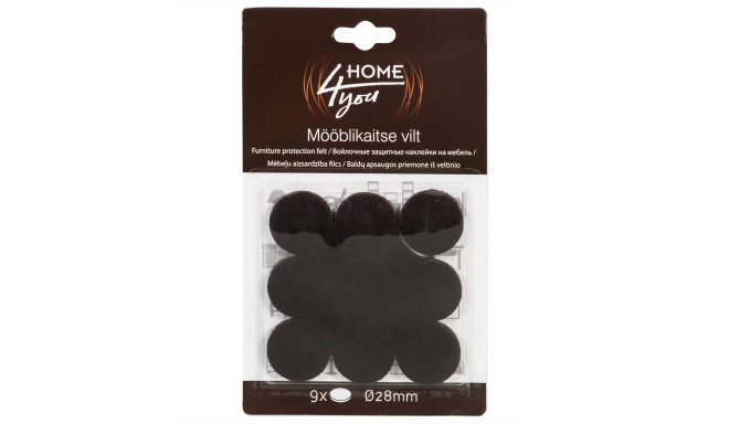 Mēbeļu aizsardzība filcs D28mm x 9gab, melns