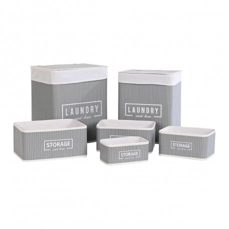 Korvide Komplekt DKD Home Decor Tumehall Bambus 40 x 30 x 46 cm (5 Tükid) (6 Tükid, osad)