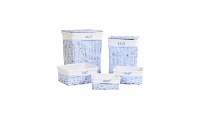 Set of Baskets DKD Home Decor Blue Celeste wicker Children's 44 x 34 x 56 cm 5 Pieces