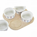 Appetizer Set DKD Home Decor Natural Blue Bamboo Stoneware (19,7 x 19,7 x 1 cm) (5 pcs)