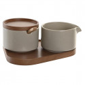 Sugar Bowl DKD Home Decor Rubber wood 4 Pieces (19,5 x 18,5 x 7 cm)