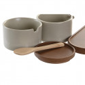 Sugar Bowl DKD Home Decor Rubber wood 4 Pieces (19,5 x 18,5 x 7 cm)