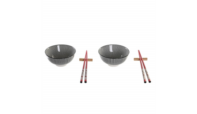 Sushi Set DKD Home Decor 30 x 21 x 7 cm Black Stoneware Oriental (6 Pieces)