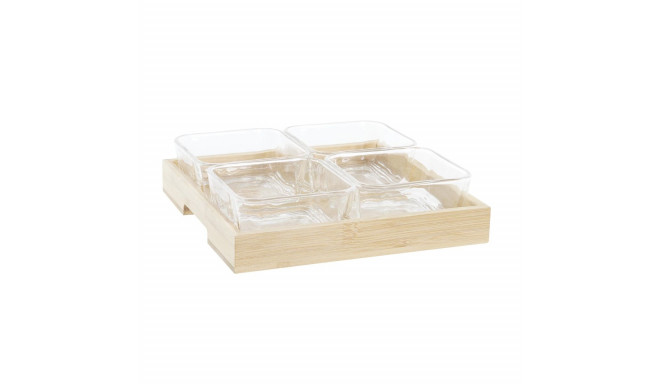 Snack tray DKD Home Decor Natural Bamboo Aluminium Crystal 280 ml 21 x 21 x 6 cm