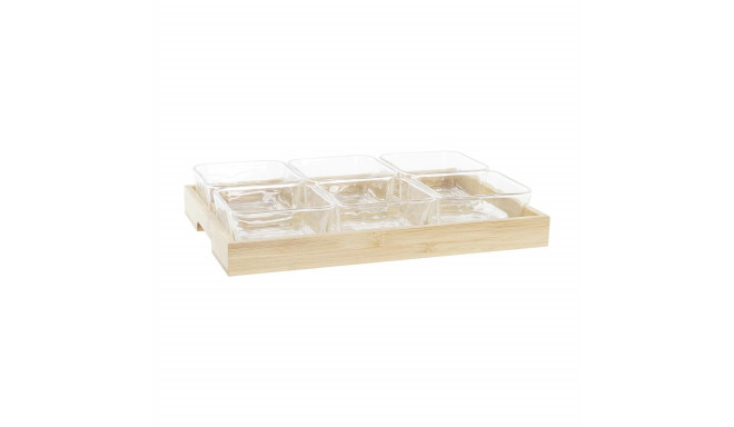 Snack tray DKD Home Decor Natural Bamboo Crystal 280 ml 32 x 21 x 6 cm