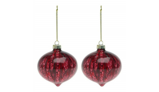Christmas Baubles (2 pcs) 112490 Brown Red 8 cm (2 Units) - Red