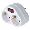 Adapter SCHUKO kahe pistiku + 1 lülitiga