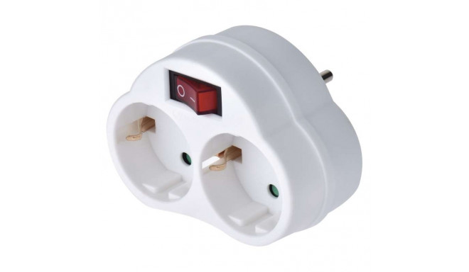 Adapter SCHUKO kahe pistiku + 1 lülitiga