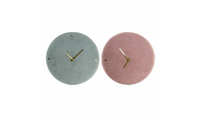 Wall Clock DKD Home Decor Green Pink 40,5 x 5,5 x 40,5 cm (2 Units)