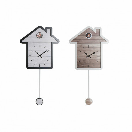 Seinakell DKD Home Decor 32 x 5 x 56 cm Naturaalne Valge Plastmass Maja Puit MDF (2 Ühikut)