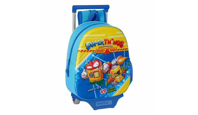 Школьный рюкзак 3D с колесиками SuperThings Светло Синий