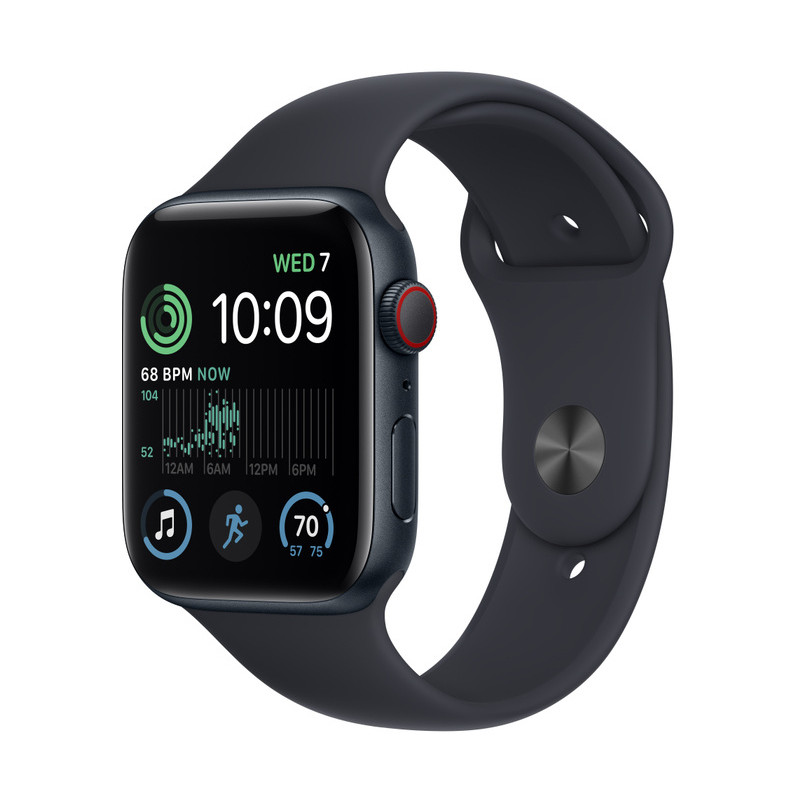 Apple Watch SE 2 GPS + Cellular 44mm Sport Band, midnight (MNPY3EL/A)