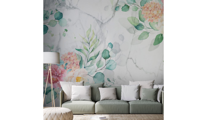 Fototapeet - Flowery Marble - 400x280
