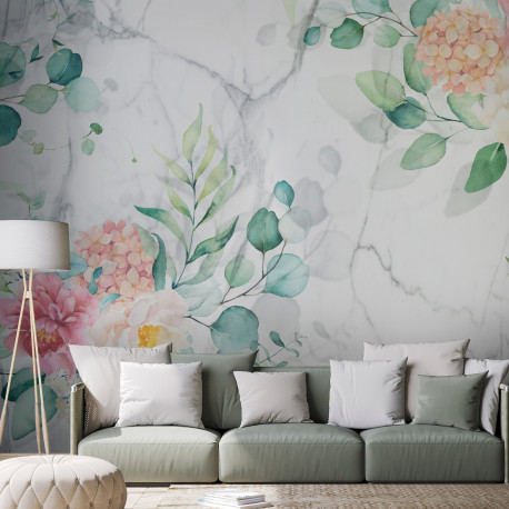 Fototapeet - Flowery Marble - 150x105