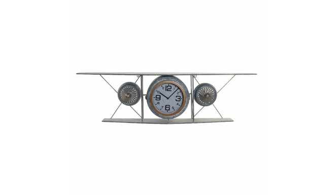 Wall Clock DKD Home Decor Crystal Iron Aeroplane MDF Wood Dark grey (120 x 21 x 33.5 cm)