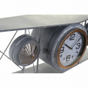 Sienas pulkstenis DKD Home Decor Stikls Dzelzs Lidmašīna Koks MDF Tumši pelēks (120 x 21 x 33.5 cm)