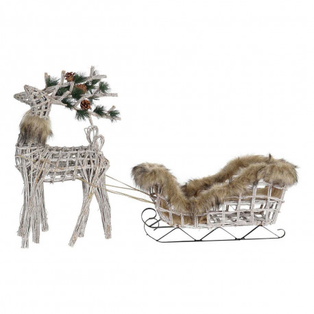 Jõuluehe DKD Home Decor Põhjapõder Valge Pruun vitstest 58 x 30 x 30 cm (3 Tükid, osad)