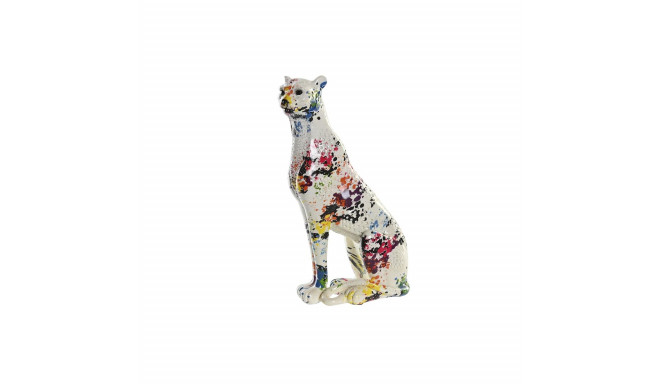 Dekoratīvās figūriņas DKD Home Decor Balts Daudzkrāsains Leoparda Moderns 16 x 8 x 25 cm