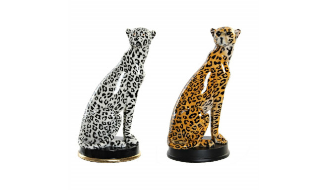 Decorative Figure DKD Home Decor Black Orange White Leopard Resin Colonial 16 x 16 x 32 cm