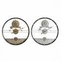 Seinakell DKD Home Decor Hõbedane Kuldne Raud Käigud (2 pcs) (60 x 5 x 60 cm)