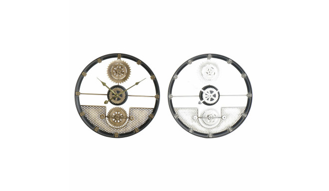 Настенное часы DKD Home Decor 40 x 5,5 x 40 cm Серебристый Чёрный Позолоченный Железо Шестерни (2 шт