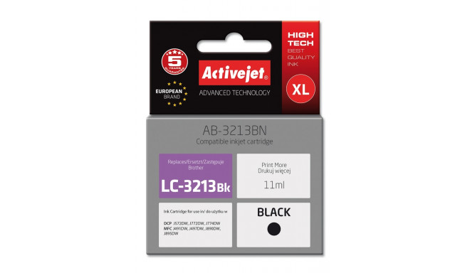 Activejet AB-3213BN tindikassett (asendus Brother LC3213BK; Supreme; 11 ml; must)