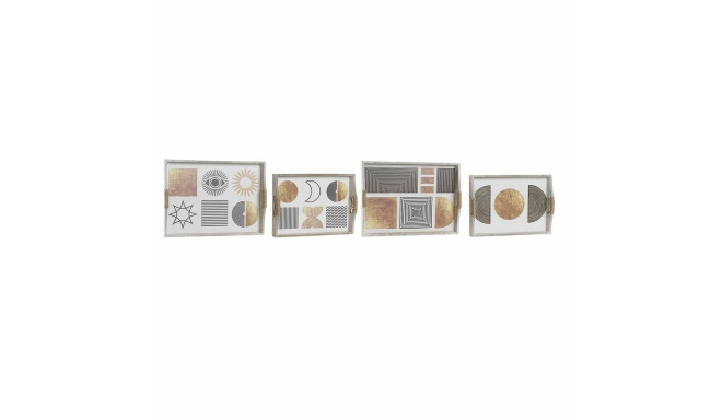 Kandikute komplekt DKD Home Decor Valge Must Kuldne Puit MDF 40 x 30 x 6 cm (2 Ühikut)
