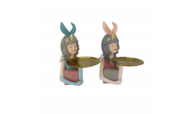 Dekoratīvās figūriņas DKD Home Decor 23 x 22,5 x 33,2 cm Dāma Rozā Bronza (2 gb.)