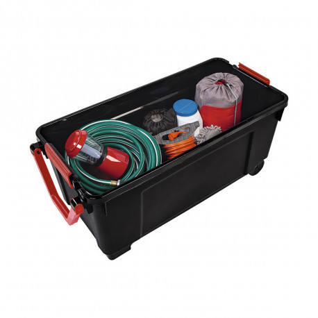 Storage Box with Wheels Iris Black/Red polypropylene 170 L 49 x 103 x 50 cm