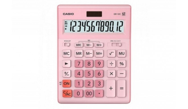 CASIO CALCULATOR GR-12C-PK OFFICE PINK, 12-DIGIT DISPLAY