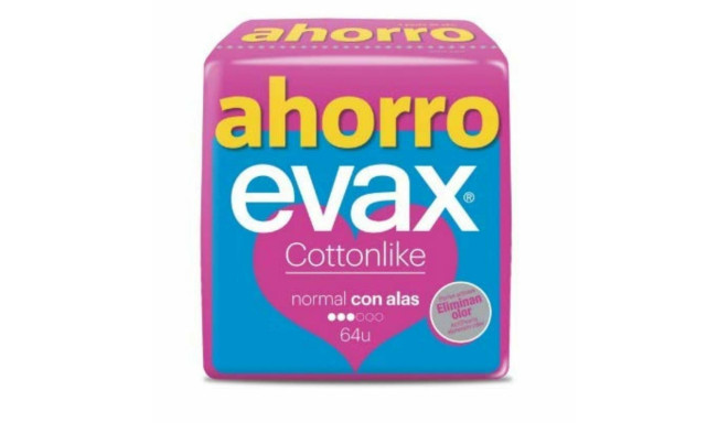 Normal Sanitary Pads with Wings Evax Cottonlike 64 Units