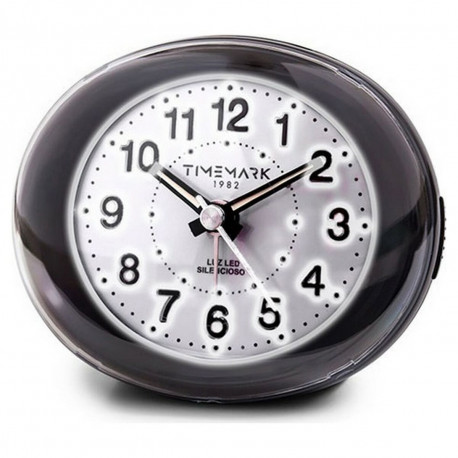 Analogue Alarm Clock Timemark Black LED Light Silent Snooze Night mode 9 x 9 x 5,5 cm (9 x 9 x 5,5 c