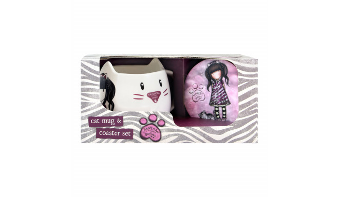 Cup with Plate Gorjuss Ruby wild Grey Ceramic Coasters Cup