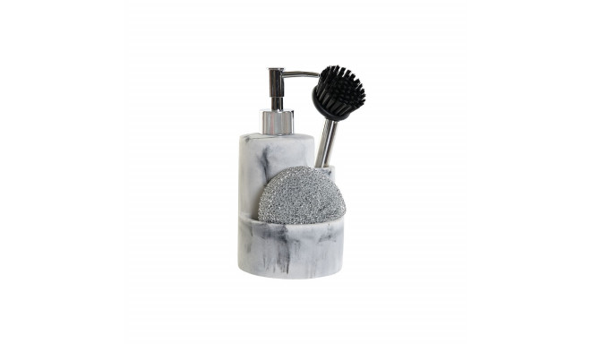 2-in-1 ziepju dozators izlietnei DKD Home Decor Sveķi Nerūsējošais tērauds 12,6 x 11,4 x 18,6 cm