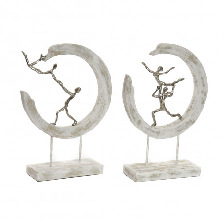 Dekoratiivkuju DKD Home Decor 32,5 x 10 x 47 cm Hõbedane Valge Baleriin Kaasaegne Triibuline (2 Ühik