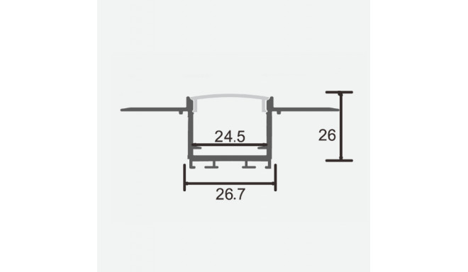 Встраиваемый анодированный алюминиевый профиль с матовым стеклом для 1-2 рядов светодиодной LED лент