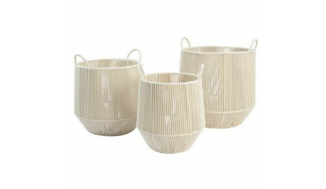 Basket set DKD Home Decor Beige Metal 38 x 38 x 45 cm 3 Pieces