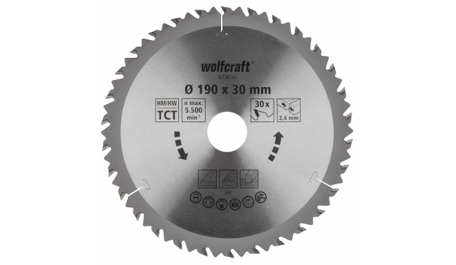 Griešanas disks Wolfcraft 6736000 Ø190 X 2,4 mm