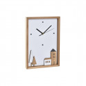 Wall Clock DKD Home Decor Wood White Houses (20 x 4 x 30 cm)