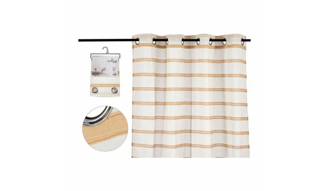 Curtain Net curtain Stripes Brown Polyester (140 x 260 cm)