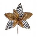 Decorative Flower Zebra 24 cm Christmas Golden White