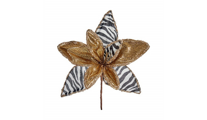 Decorative Flower Zebra Christmas Golden White 35 x 35 x 35 cm