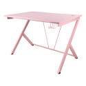 Gaming table DELTACO GAMING PINK LINE PT85, metal legs, PVC treated surface, built-in headset hanger