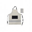 Apron with Pocket DKD Home Decor Black Beige Blue Cotton (70 x 1 x 85 cm)