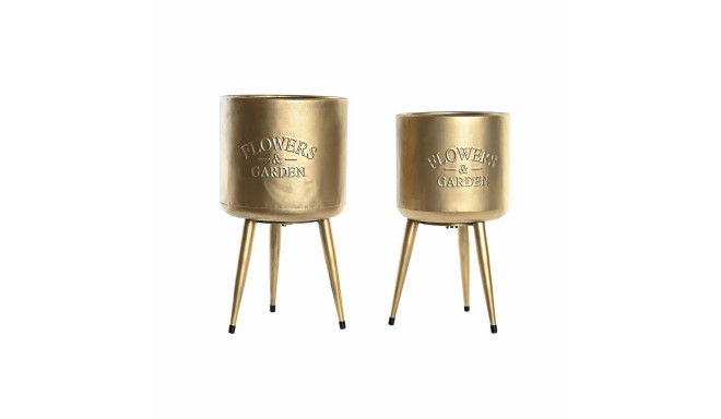 Set of Planters DKD Home Decor 25,5 x 25,5 x 44 cm Metal (2 Units)