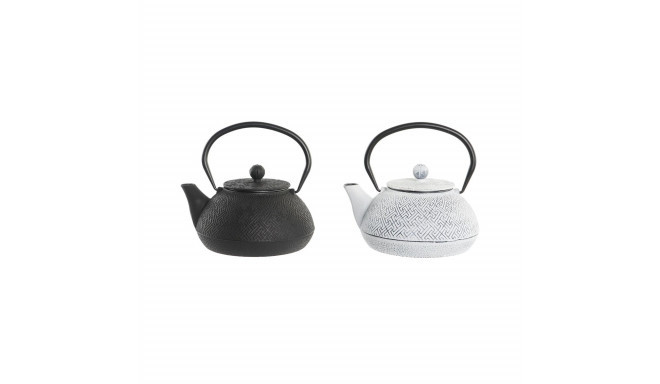 Teapot DKD Home Decor Black Stainless steel White (2 Units)