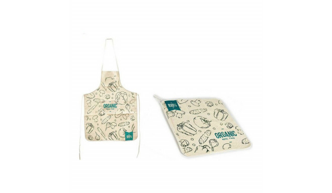 Set Apron Kitchen Cloth 60 x 0,3 x 80 cm Blue White 80 % cotton 70 % cotton (2 pcs)