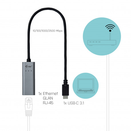 i-tec USB-C metall 2.5Gbps LAN Ethernet adapter RJ-45